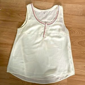 Embellished Cream Sleeveless Blouse